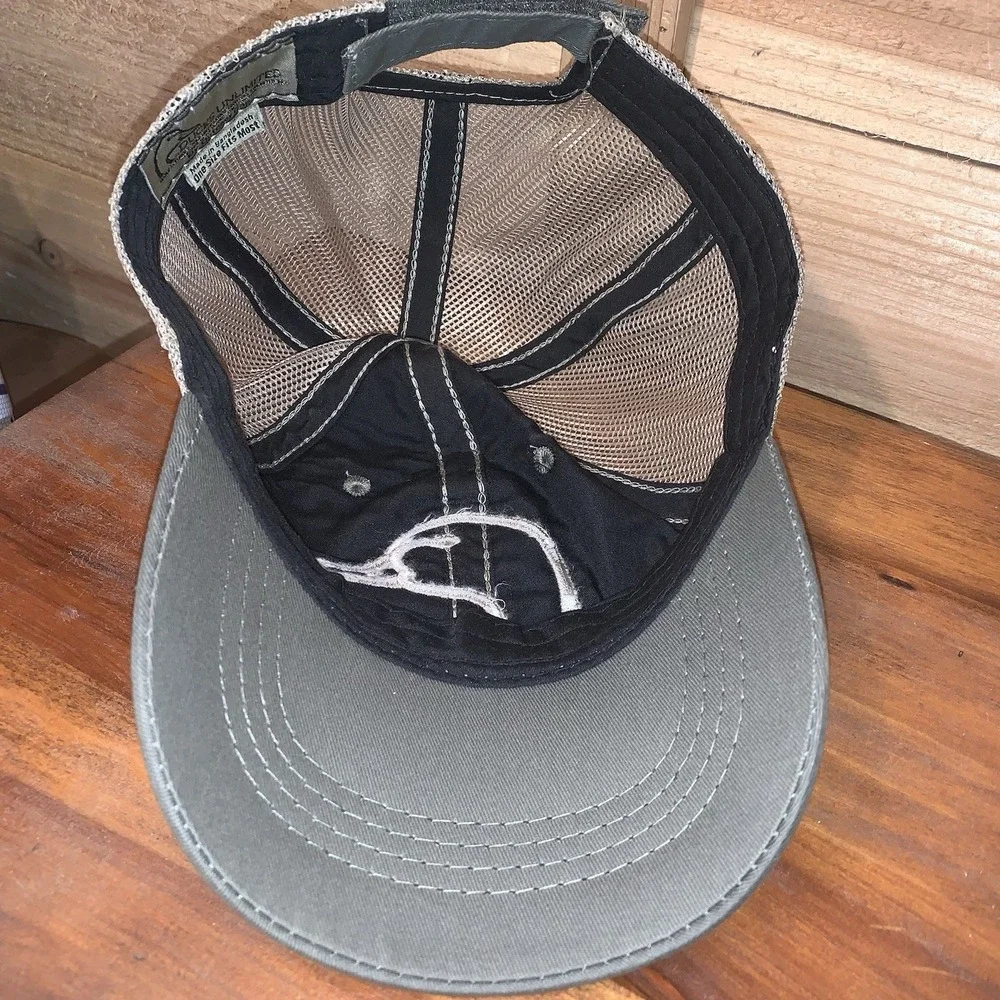 Ducks Unlimited Hat Cap Strap Back OSFM Green Silver Outline Mesh Trucker Mens